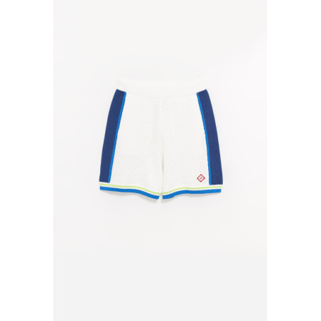 CASABLANCA WHITE BLUE CROCHET SHORTS